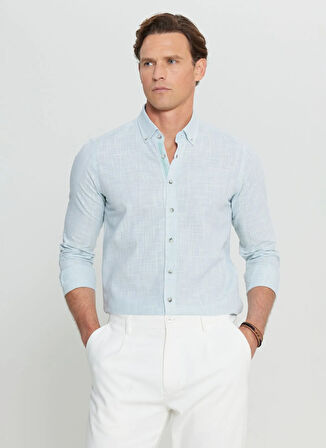 Altınyıldız Classics Slim Fit Düğmeli Yaka Haki Erkek Gömlek ACE020252168_HAK