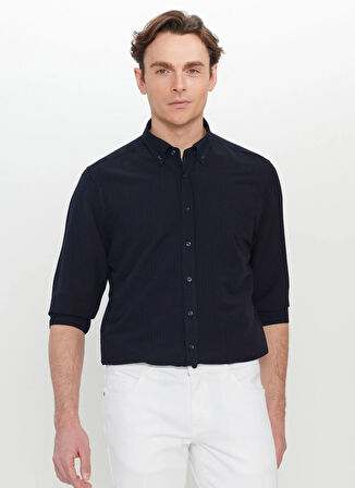 Altınyıldız Classics Slim Fit Düğmeli Yaka Lacivert Erkek Gömlek ACE020252171_LAC