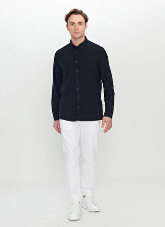 Altınyıldız Classics Slim Fit Düğmeli Yaka Lacivert Erkek Gömlek ACE020252171_LAC
