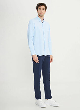 Altınyıldız Classics Slim Fit Düğmeli Yaka Mavi Erkek Gömlek ACE020252171_MAV