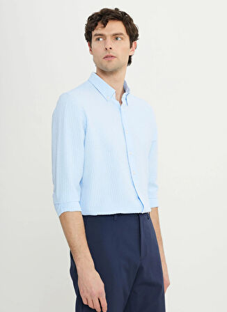 Altınyıldız Classics Slim Fit Düğmeli Yaka Mavi Erkek Gömlek ACE020252171_MAV