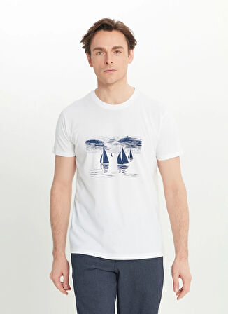 Altınyıldız Classics Bisiklet Yaka Baskılı Beyaz Erkek T-Shirt ACE091252393_BYZ