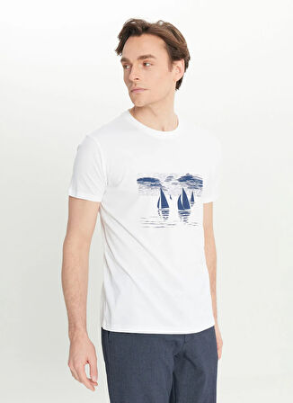 Altınyıldız Classics Bisiklet Yaka Baskılı Beyaz Erkek T-Shirt ACE091252393_BYZ