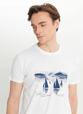 Altınyıldız Classics Bisiklet Yaka Baskılı Beyaz Erkek T-Shirt ACE091252393_BYZ