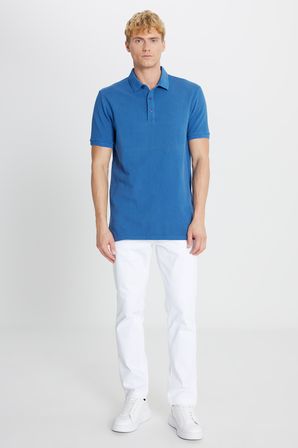%100 Pamuk Slim Fit Dar Kesim Polo Yaka Tişört