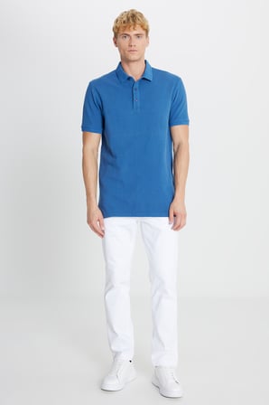 %100 Pamuk Slim Fit Dar Kesim Polo Yaka Tişört