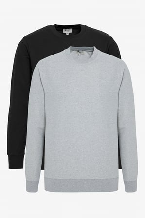 2'li Paket Pamuklu Standart Fit Normal Kesim Bisiklet Yaka Sweatshirt