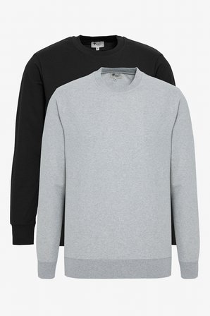 2'li Paket Pamuklu Standart Fit Normal Kesim Bisiklet Yaka Sweatshirt