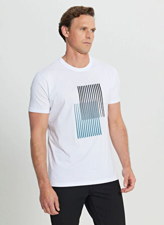 Altınyıldız Classics Bisiklet Yaka Baskılı Beyaz Erkek T-Shirt ACE091252410_BYZ
