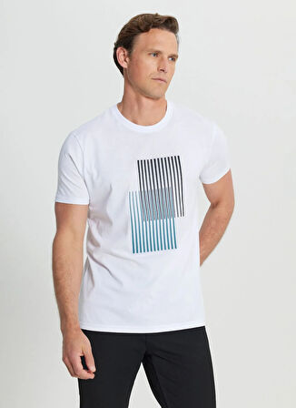 Altınyıldız Classics Bisiklet Yaka Baskılı Beyaz Erkek T-Shirt ACE091252410_BYZ