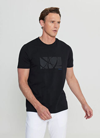 Altınyıldız Classics Bisiklet Yaka Baskılı Siyah Erkek T-Shirt ACE091252068_SYH