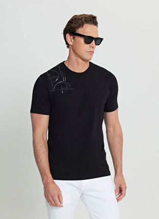 Altınyıldız Classics Bisiklet Yaka Baskılı Siyah Erkek T-Shirt ACE091252401_SYH