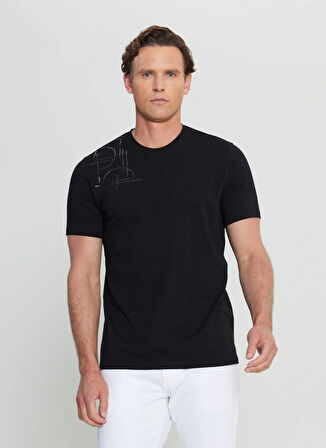 Altınyıldız Classics Bisiklet Yaka Baskılı Siyah Erkek T-Shirt ACE091252401_SYH