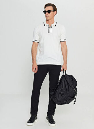 Altınyıldız Classics Polo Yaka Standart Beyaz Erkek Kazak ACE072252046_BYZ