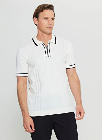 Altınyıldız Classics Polo Yaka Standart Beyaz Erkek Kazak ACE072252046_BYZ