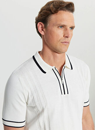 Altınyıldız Classics Polo Yaka Standart Beyaz Erkek Kazak ACE072252046_BYZ