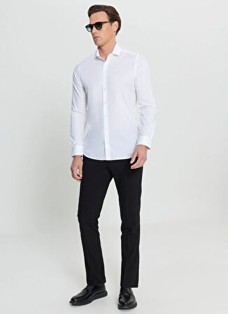 Altınyıldız Classics Slim Fit Düğmeli Yaka Beyaz Erkek Gömlek ACE020252040_BYZ