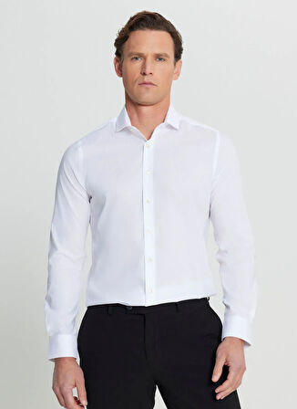 Altınyıldız Classics Slim Fit Düğmeli Yaka Beyaz Erkek Gömlek ACE020252040_BYZ