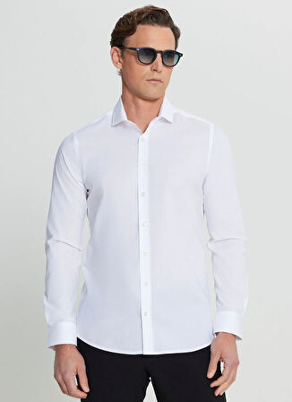 Altınyıldız Classics Slim Fit Düğmeli Yaka Beyaz Erkek Gömlek ACE020252040_BYZ