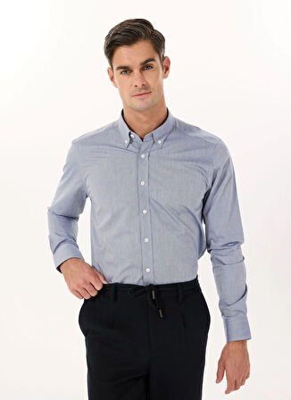 Altınyıldız Classics Slim Fit Düğmeli Yaka Lacivert Erkek Gömlek ACE020252040_LAC