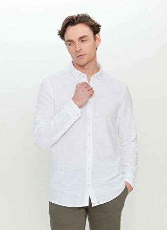 Altınyıldız Classics Slim Fit Düğmeli Yaka Beyaz Erkek Gömlek ACE020252165_BYZ