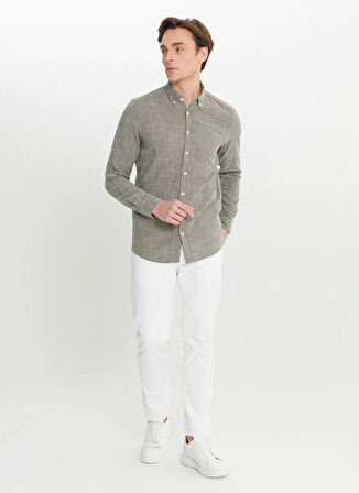 Altınyıldız Classics Slim Fit Düğmeli Yaka Haki Erkek Gömlek ACE020252165_HAK