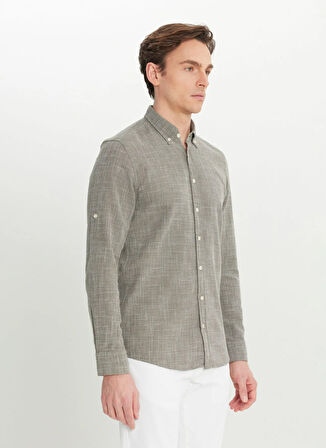 Altınyıldız Classics Slim Fit Düğmeli Yaka Haki Erkek Gömlek ACE020252165_HAK