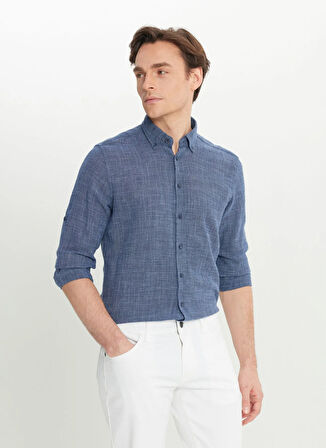 Altınyıldız Classics Slim Fit Düğmeli Yaka Lacivert Erkek Gömlek ACE020252165_LAC