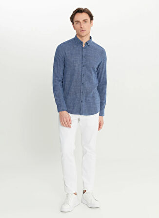 Altınyıldız Classics Slim Fit Düğmeli Yaka Lacivert Erkek Gömlek ACE020252165_LAC