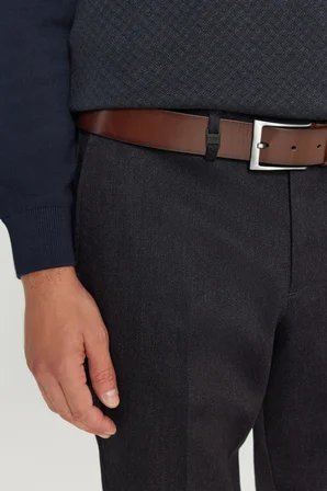 Pamuklu Regular Fit Normal Kesim Diagonal Desenli Yan Cepli Casual Pantolon