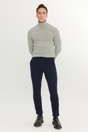 Slim Fit Beli Bağlamalı Yan Cep Esnek Casual Pantolon