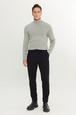Slim Fit Beli Bağlamalı Yan Cep Esnek Casual Pantolon