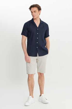 Keten Comfort Fit Rahat Kesim Hawai Yaka Gömlek
