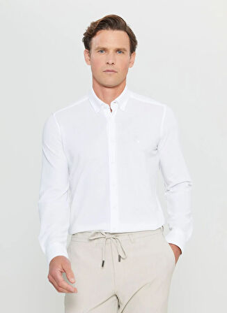 Altınyıldız Classics Slim Fit Düğmeli Yaka Beyaz Erkek Gömlek ACE020252157_BYZ