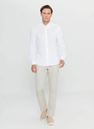 Altınyıldız Classics Slim Fit Düğmeli Yaka Beyaz Erkek Gömlek ACE020252157_BYZ