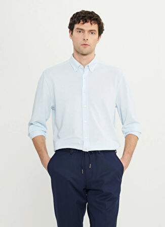 Altınyıldız Classics Slim Fit Düğmeli Yaka Mavi Erkek Gömlek ACE020252157_MAV