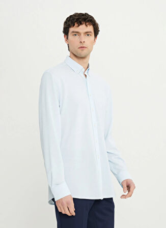 Altınyıldız Classics Slim Fit Düğmeli Yaka Mavi Erkek Gömlek ACE020252157_MAV