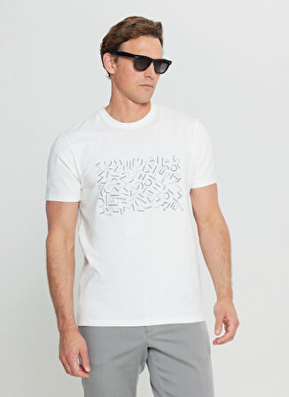 Altınyıldız Classics Bisiklet Yaka Baskılı Ekru Erkek T-Shirt ACE091252412_EKR