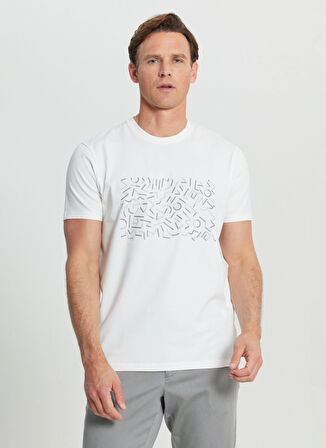 Altınyıldız Classics Bisiklet Yaka Baskılı Ekru Erkek T-Shirt ACE091252412_EKR