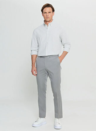 Altınyıldız Classics Comfort Fit Düğmeli Yaka Gri - Beyaz Erkek Gömlek ACE020252227_GBY