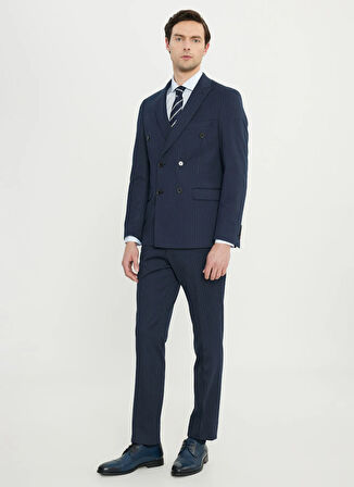 Altınyıldız Classics Normal Bel Slim Fit Lacivert - Beyaz Erkek Takım Elbise ACE030252243_LCB