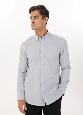 Altınyıldız Classics Slim Fit Düğmeli Yaka Gri Erkek Gömlek ACE020252040_GRI