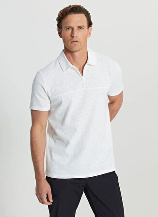 Altınyıldız Classics Polo Yaka Jakarlı Ekru Erkek T-Shirt ACE091252119_EKR