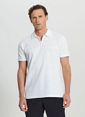Altınyıldız Classics Polo Yaka Jakarlı Ekru Erkek T-Shirt ACE091252119_EKR
