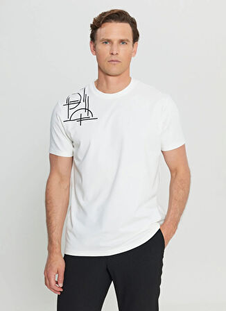 Altınyıldız Classics Bisiklet Yaka Baskılı Ekru Erkek T-Shirt ACE091252401_EKR