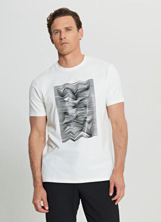 Altınyıldız Classics Bisiklet Yaka Baskılı Ekru Erkek T-Shirt ACE091252408_EKR