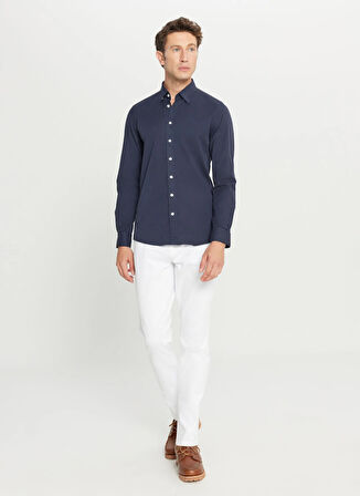 Altınyıldız Classics Comfort Fit Düğmeli Yaka Lacivert Erkek Gömlek ACE020261370_LAC