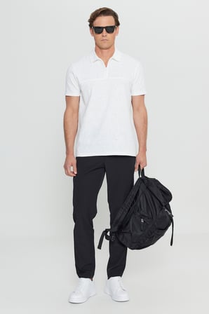 Pamuklu Slim Fit Dar Kesim Polo Yaka Jakarlı Esnek Tişört