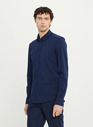 Altınyıldız Classics Slim Fit Düğmeli Yaka Lacivert Erkek Gömlek ACE020252157_LAC