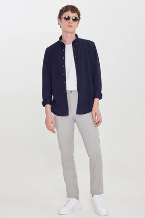 Altınyıldız Classics Slim Fit Düğmeli Yaka Lacivert Erkek Gömlek ACE020252157_LAC